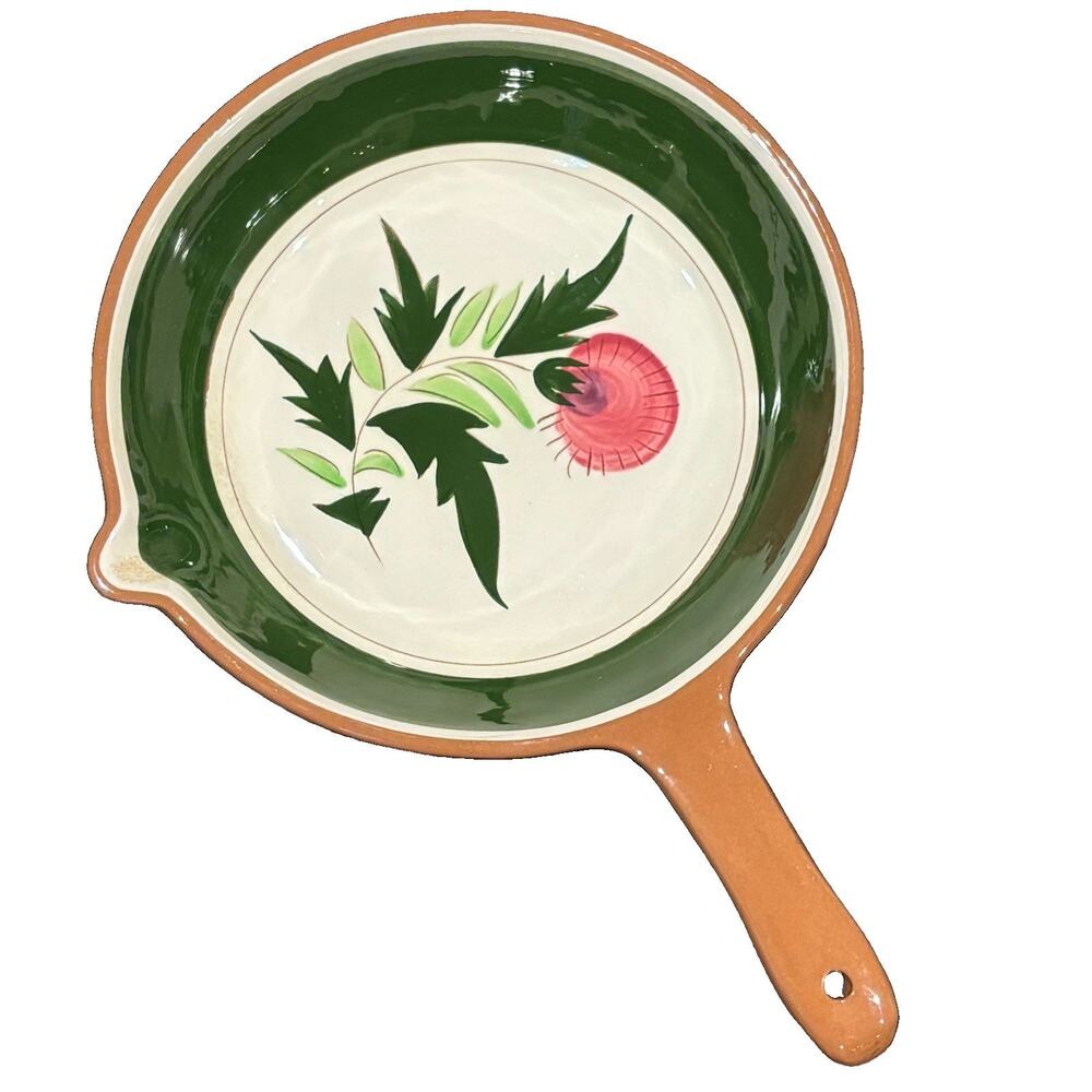 Vintage Stangl Pottery Thistle Pattern (2) Handled Skillets Small & Lg 9" & 13"